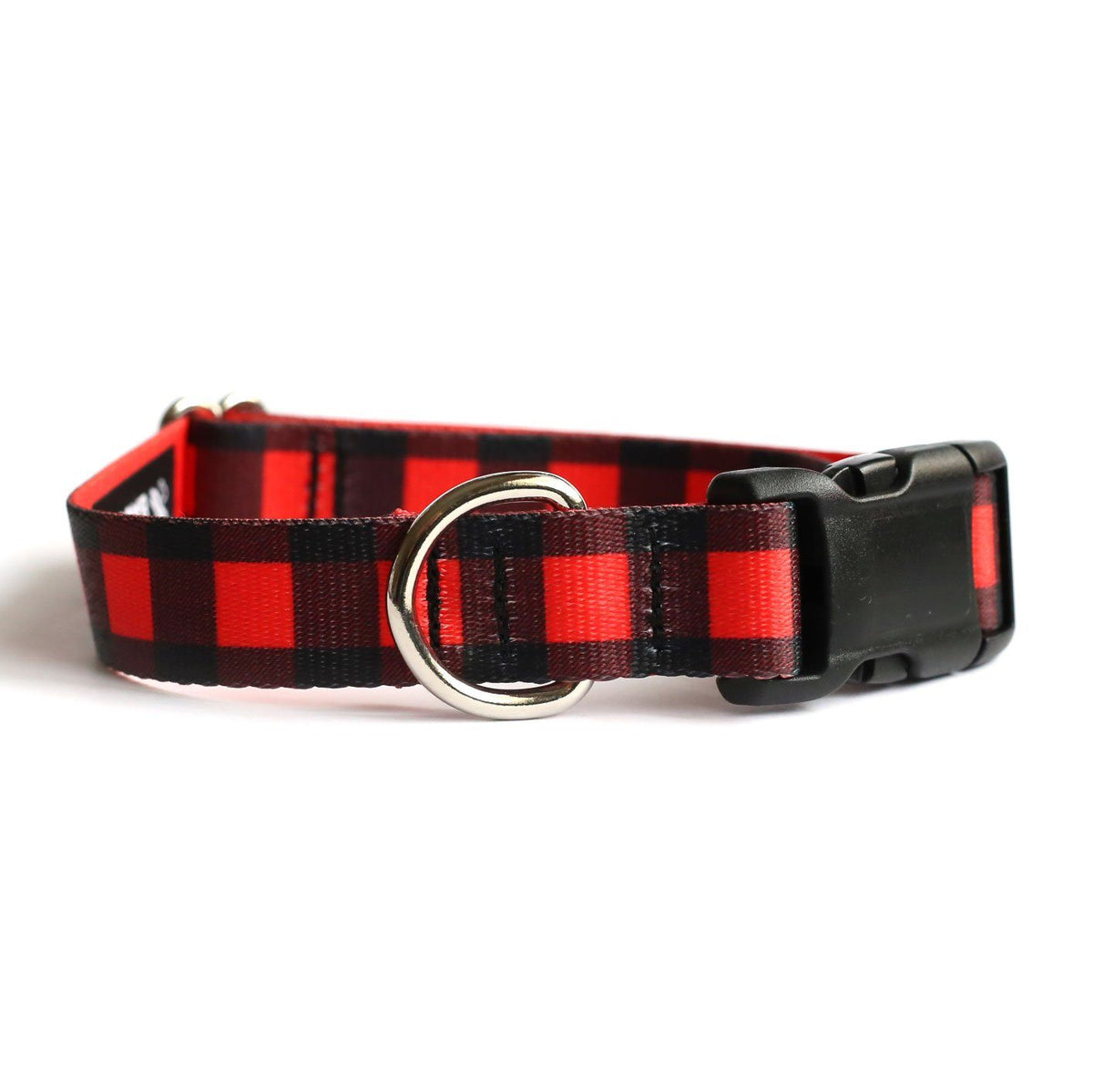 Red Buffalo Plaid Dog Collar Clive and Bacon